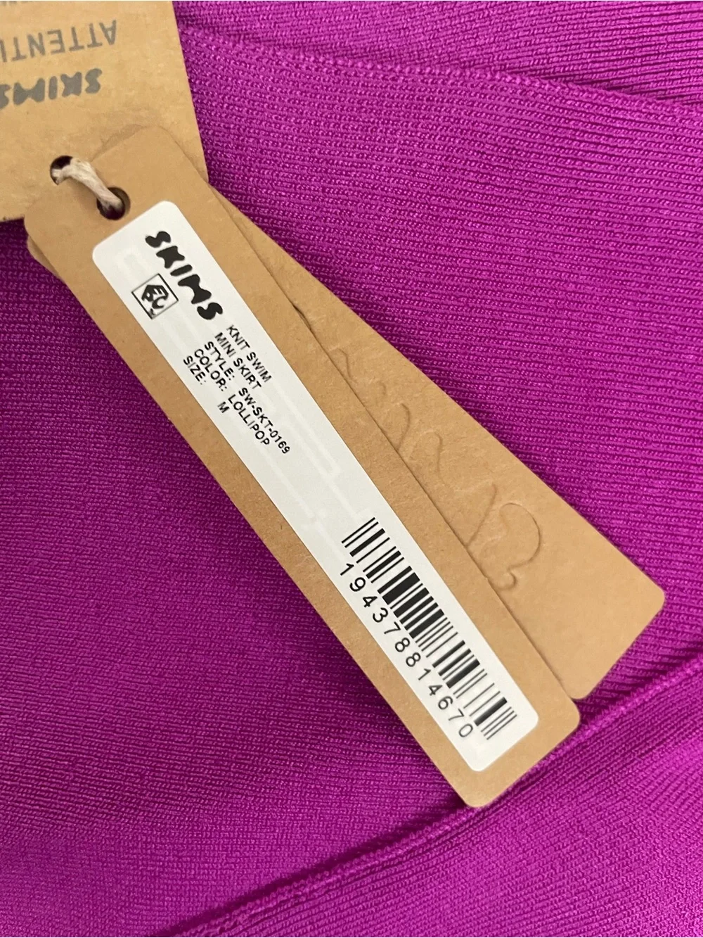 Skims NWT Knit Swim Bodycon Bandage Mini Skirt Lollipop magenta purple Size M